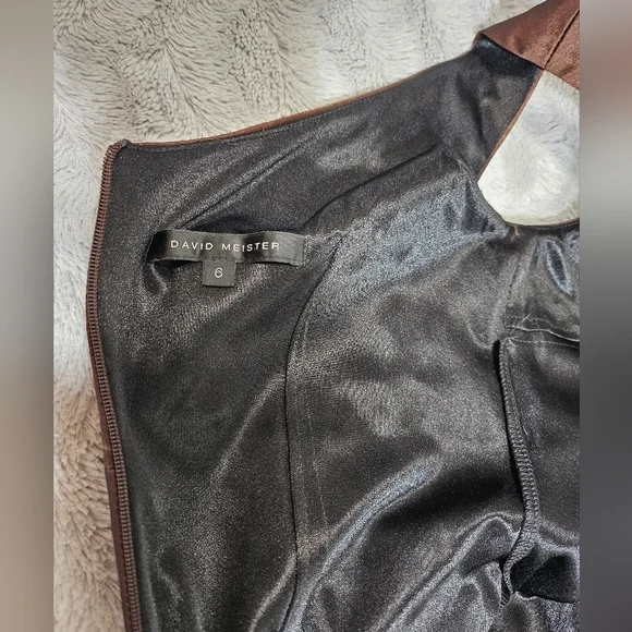 David Meister Brown Copper Bronze Cocktail Dress Beaded 6 - Picture 14 of 16